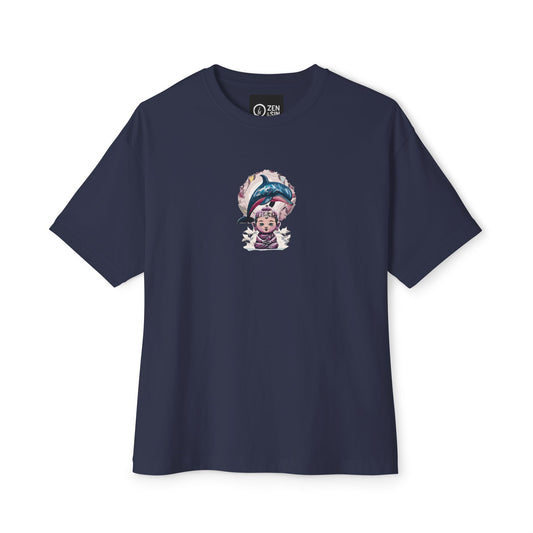 Boxy Tee — Whimsical Chakra Baby with Dolphin Graphic